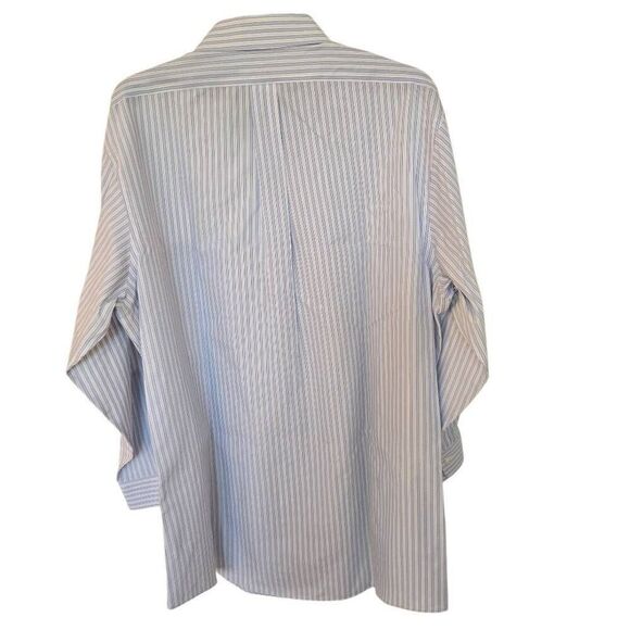 Brooks Brothers Mens Stripe Slim Fit Non-Iron Button Down Shirt Blue Size 17.5 - Picture 3 of 12